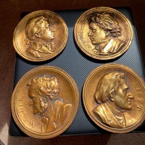 Set of Four Gold Decorative Hanging Medallions